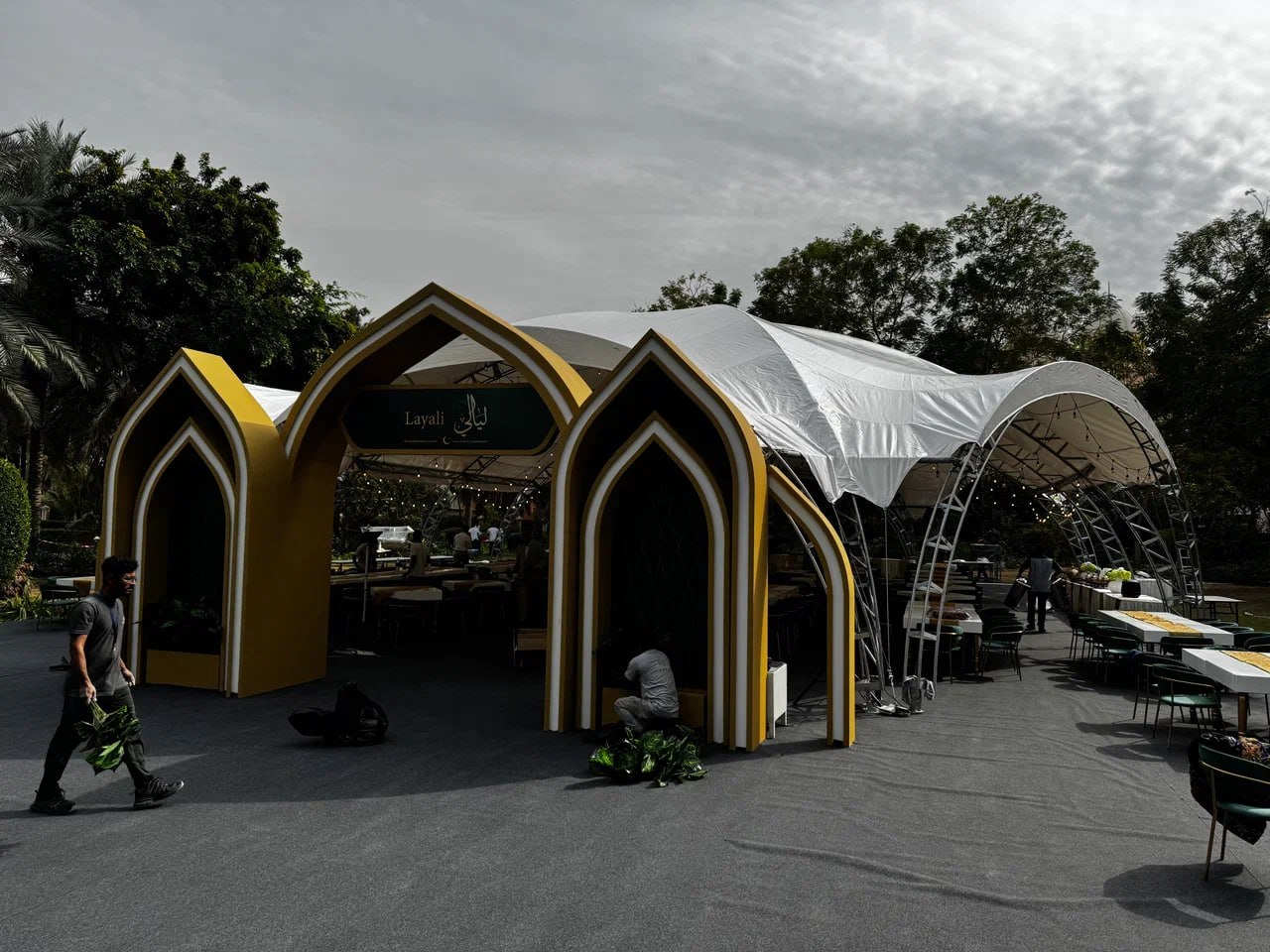 Modern dome-shaped Ramadan tent with elegant design for corporate events and celebrations