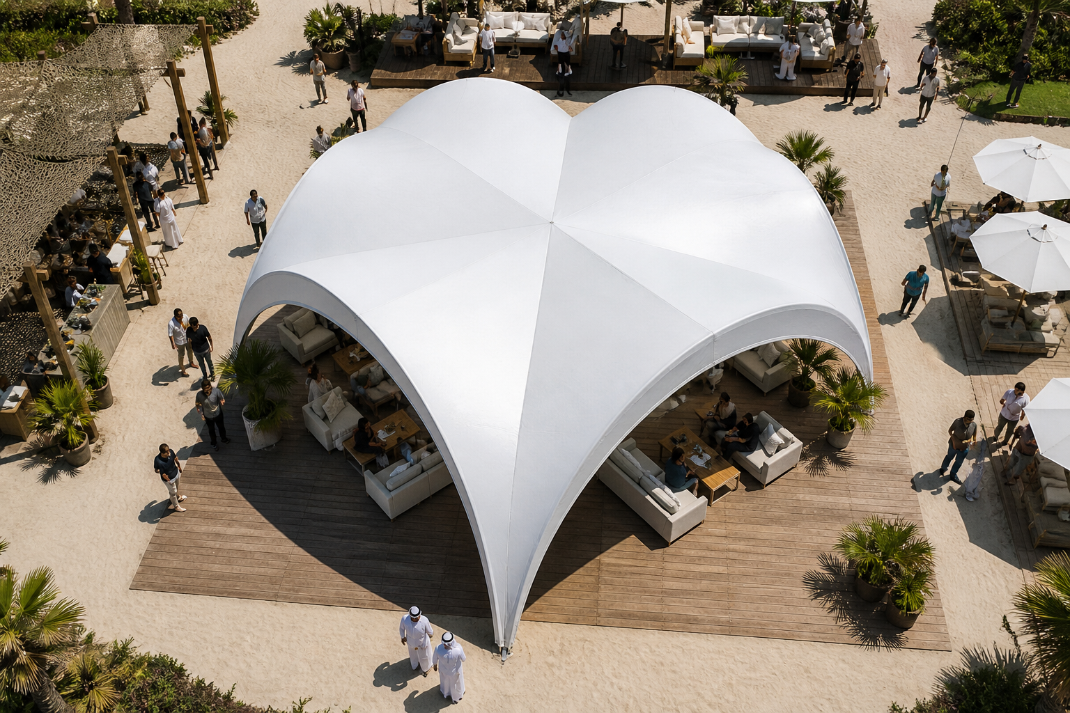 Different iftar tent structures in UAE including dome and clear-span tents for villa, community and large-scale Ramadan events