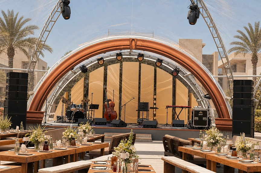 خيمة ARCH HEXA RT260/10 بسقف شفاف لفعالية خاصة