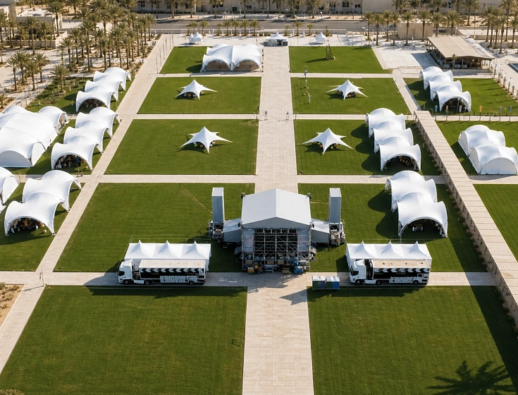 3,000 m² event tent configuration for a 5,000-guest festival