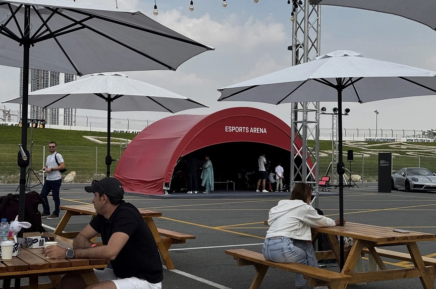Arch gate tent at Porsche event in Dubai