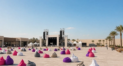 بنية خيام بمساحة 1,000 م² لمهرجان 100.1% LIVE