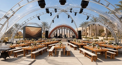 خيمة ARCH HEXA RT260/10 بسقف شفاف لفعالية خاصة