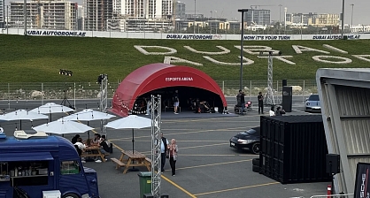 Event tent at Dubai Autodrome for Porshe Carrera