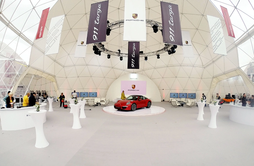 Motorsport dome tent package – rapid-deploy dome structures for Porsche test-drive events