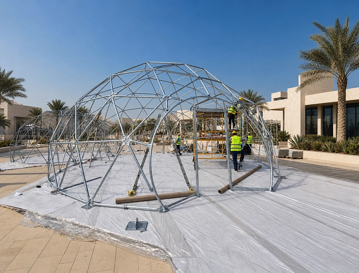 Two SPHERE dome tents for the ISTK exhibition stand