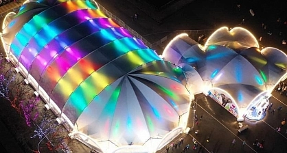 Arch tent for ice rink in Eastern Europe