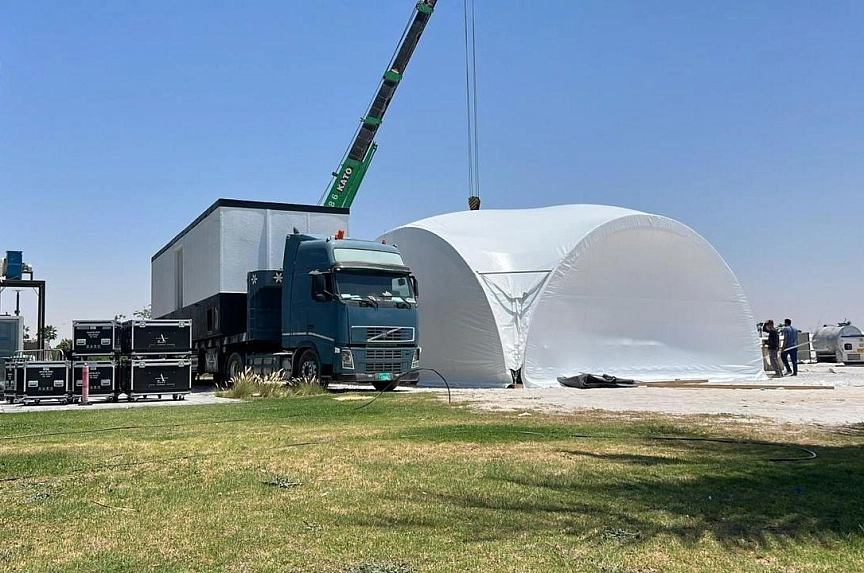 10×10 arch tent for an event in Ras Al Khaimah