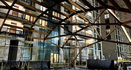 Installation of diamond wood tent for the development group Sminex