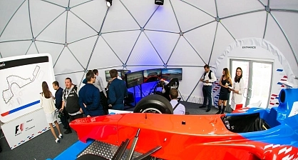 Interior of dome tent at pop-up exhibition