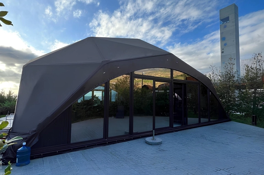 Luxury tent for exclusive wine tasting