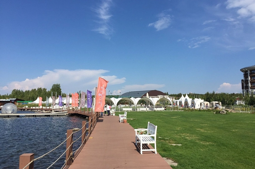 Tent complex along the coastline