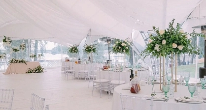 Interior of the arch tent for the yacht club