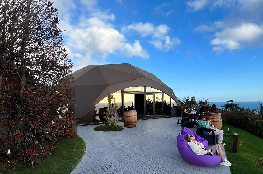 Elegant diamond wood tent for the largest wine park