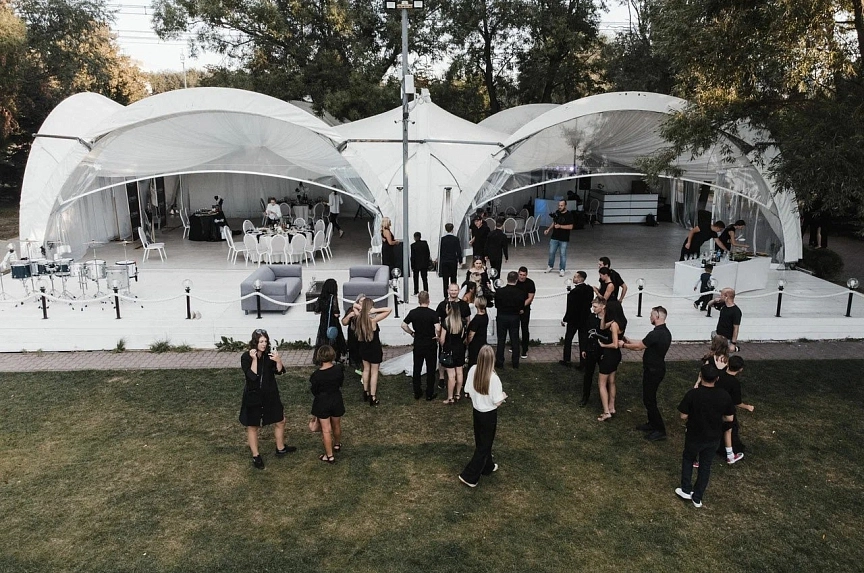 Installation of a tent for a yacht club in the heart of Eastern Europe