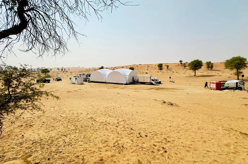Arch tent in the desert