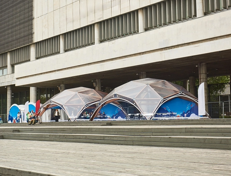 A festival tent complex in Eastern Europe