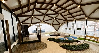 Eco-friendly diamond wood tent for the development group