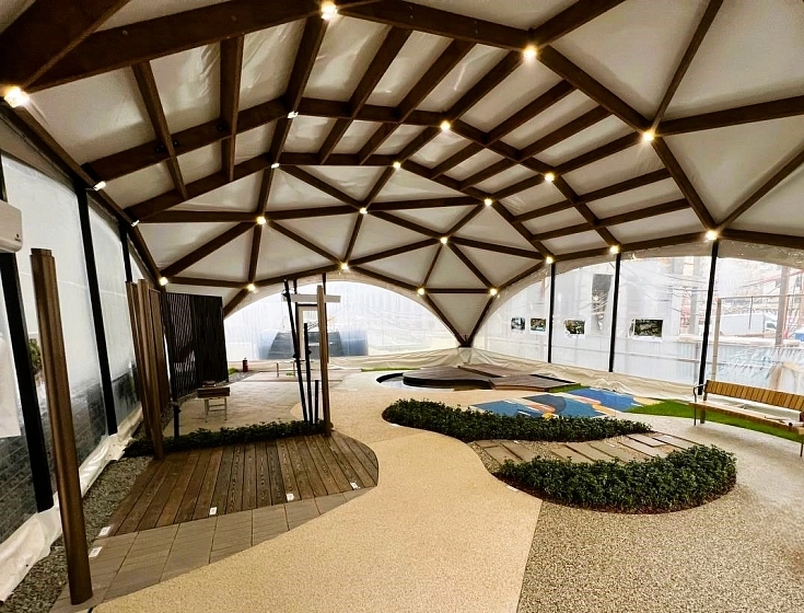 Large-scale diamond wood tent for sminex – Breakthrough in architecture