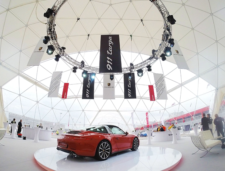 Dome Tents for Largest Porsche Cars Test Drive Eastern Europe 