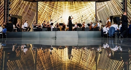 Concert in a geodesic dome tent